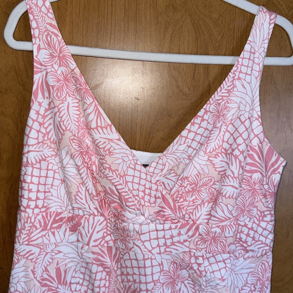 VINEYARD VINES SZ 12 WOMENS PINK/WHITE FLORAL SHEATH DRESS LINED SIDE ZIP - Picture 3 of 12
